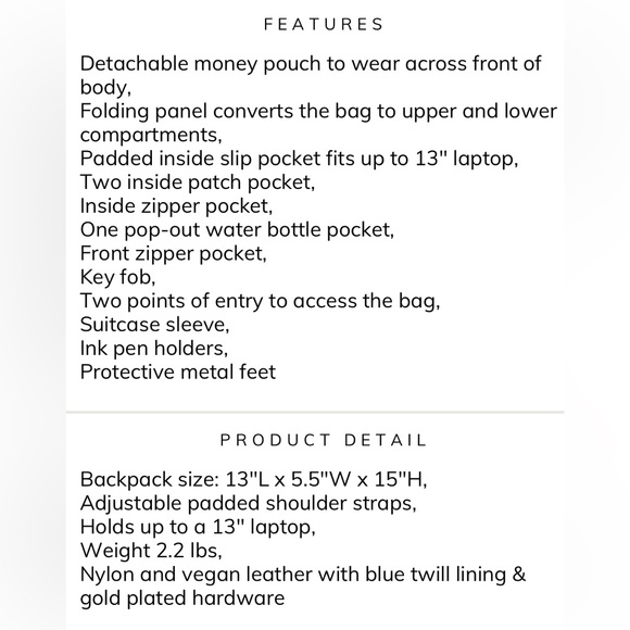 minkeeblue BNWOT Amber Backpack with Lunchbag - Picture 14 of 16